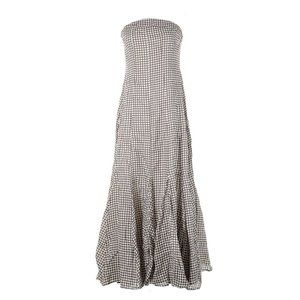 NWT DISSH Gaia in Chocolate Geo Geometric Linen Strapless Maxi Dress 6